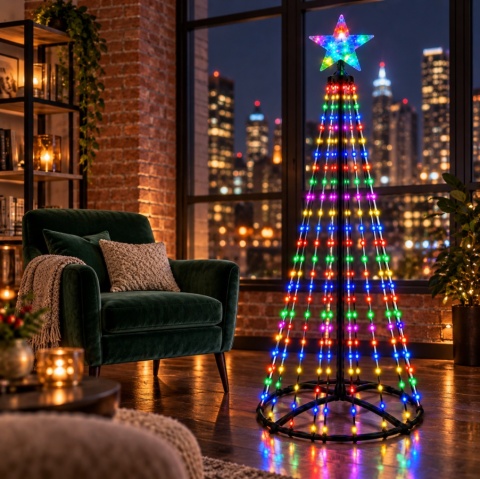 Magiczna Kolorowa Świąteczna Choinka LED 180cm 252 LED RGB Bluetooth IP65