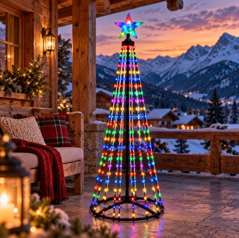 Magiczna Kolorowa Świąteczna Choinka LED 180cm 252 LED RGB Bluetooth IP65