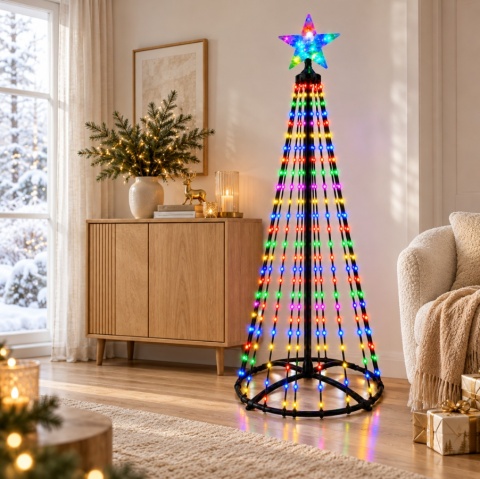 Magiczna Kolorowa Świąteczna Choinka LED 180cm 252 LED RGB Bluetooth IP65