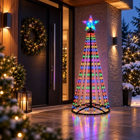 Magiczna Kolorowa Świąteczna Choinka LED 180cm 252 LED RGB Bluetooth IP65