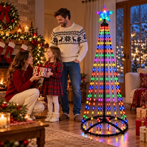 Magiczna Kolorowa Świąteczna Choinka LED 180cm 252 LED RGB Bluetooth IP65