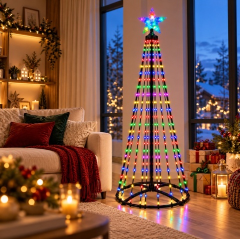 Magiczna Kolorowa Świąteczna Choinka LED 180cm 252 LED RGB Bluetooth IP65