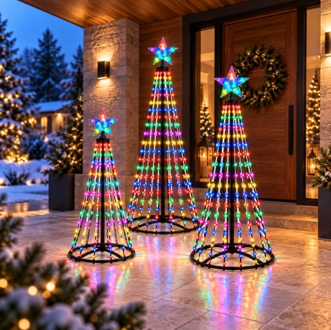 Magiczna Kolorowa Świąteczna Choinka LED 180cm 252 LED RGB Bluetooth IP65