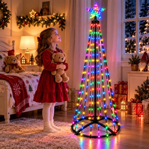 Magiczna Kolorowa Święteczna Choinka LED 150cm 204 LED RGB Bluetooth IP65