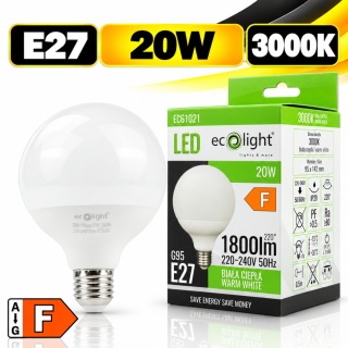Żarówka LED E27 G95 20W 3000K 1800lm ECO LIGHT EC61021