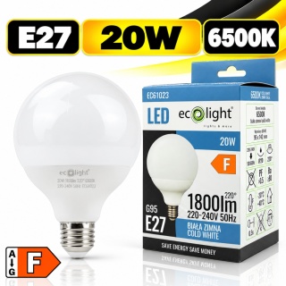 Żarówka LED E27 G95 20W 6500K 1800lm ECO LIGHT EC61023