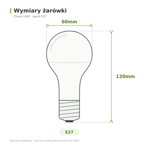 Żarówka LED E27 10W 1000lm 3000K ciepła A60 Ecolight odpowiednik 60W - 70W