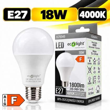 Żarówka LED E27 18W 4000K 1800lm ECO LIGHT EC79549