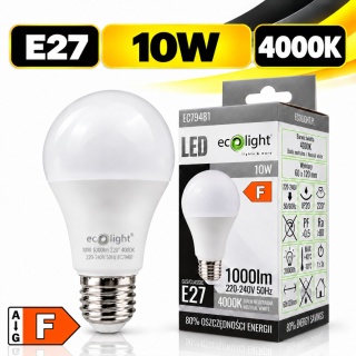 Żarówka LED E27 A60 10W 4000K 1000lm ECO LIGHT EC79481