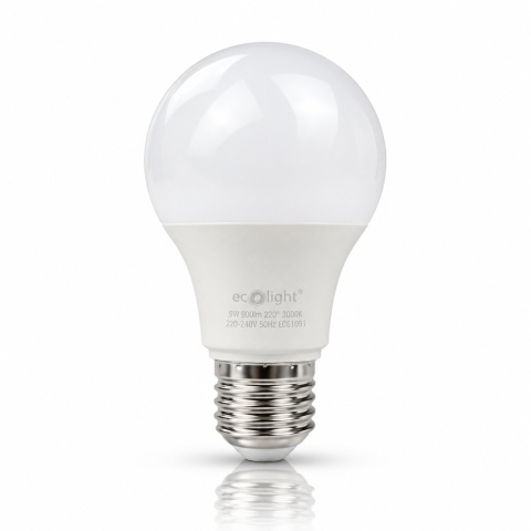 Żarówka LED E27 A60 ECO LIGHT EC61091 9W 3000K z odbiciem premium.