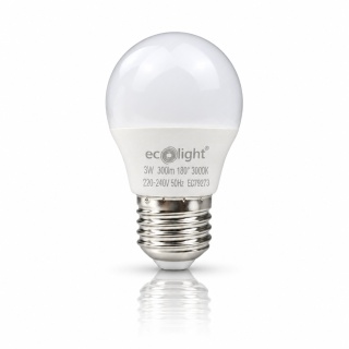 Żarówka LED E27 kulka 3W 3000K 300lm ECO LIGHT EC79273