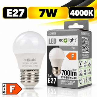 Żarówka LED E27 kulka 7W 4000K 700lm ECO LIGHT EC79558