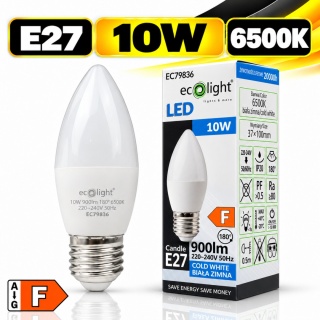 Żarówka LED E27 świeczka 10W 6500K 900lm ECO LIGHT EC79836