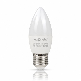 Żarówka LED E27 świeczka 3W 3000K 300lm ECO LIGHT EC79281