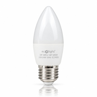 Żarówka LED E27 świeczka 3W 6500K 300lm ECO LIGHT EC79282