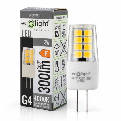 Żarówka LED G4 kapsułka 3W 12V AC/DC 4000K 300lm ECO LIGHT EC20761