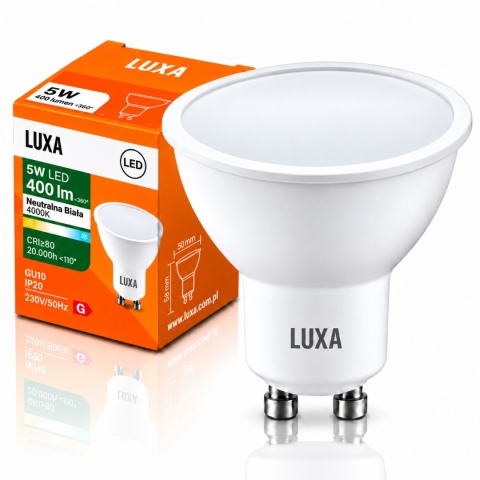 Żarówka LED GU10 LUXA LUX73051 5W 400lm 4000K z opakowaniem