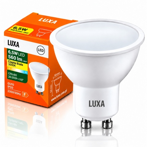 Żarówka LED GU10 LUXA LUX73052 6,5W 560lm 3000K z opakowaniem