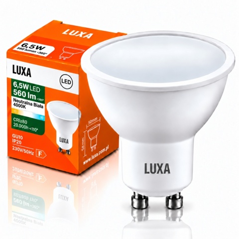 Żarówka LED GU10 LUXA LUX73053 6,5W 560lm 4000K z opakowaniem