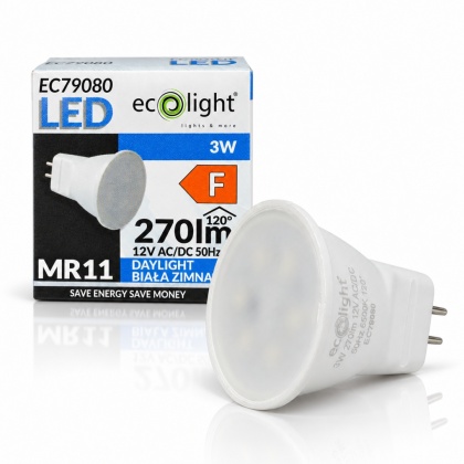 Żarówka LED MR11 3W 12V AC/DC 6500K 270lm ECO LIGHT EC79080