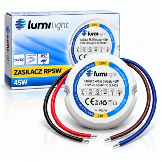 Zasilacz 24V 45W IP67 do puszki dopuszkowy FI60 1,88A Hermetyczny Taśma LED