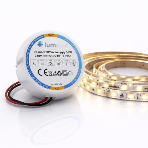 Zasilacz LED 12V 36W 3A IP67 dopuszkowy do puszki Taśma LED Fi60 PREMIUM