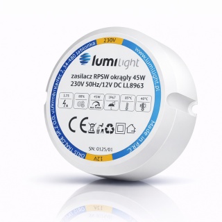 Zasilacz LED 12V DC 45W 3.75A IP67 do puszki dopuszkowy Taśma LED Fi60