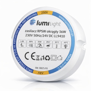 Zasilacz LED 24V 36W 1.5A IP67 Dopuszkowy Do puszki Fi60 Taśma LED PREMIUM