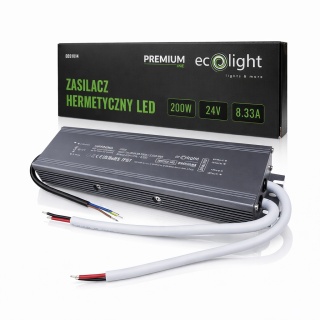 Zasilacz hermetyczny do taśmy LED PREMIUM 200W 24V IP67 Ecolight