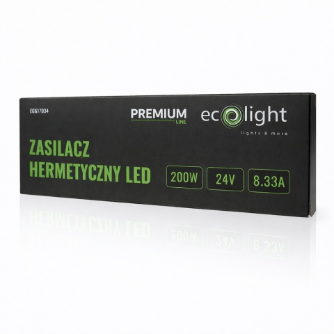Zasilacz hermetyczny do taśmy LED PREMIUM 200W 24V IP67 Ecolight