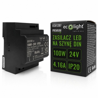 Zasilacz na Szynę DIN 24V 100W 12,5A Premium Modułowy do LED Ecolight Mocny