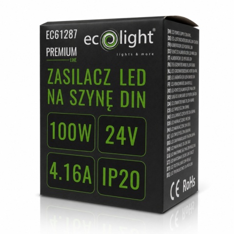Zasilacz na Szynę DIN 24V 100W 12,5A Premium Modułowy do LED Ecolight Mocny