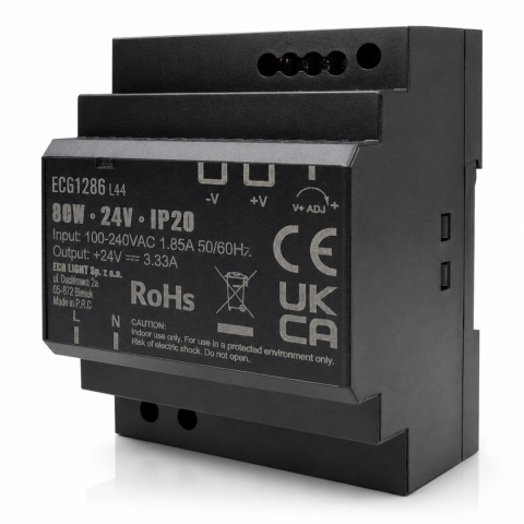 Zasilacz na Szynę DIN 24V 80W 12,5A Premium Modułowy do LED Ecolight Mocny