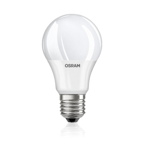 Żarówka LED E27 OSRAM LED VALUE AC31150 8,5W 2700K — jedna sztuka z zestawu, czysty widok z odbiciem premium