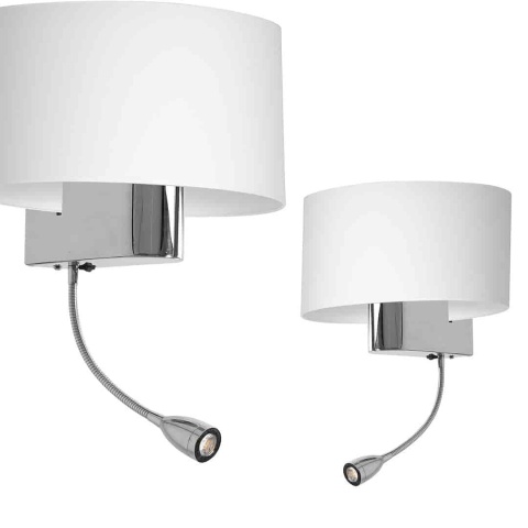 Kinkiet CASINO biały/chrom E27 + LED 1W - zestawienie dwóch ujęć