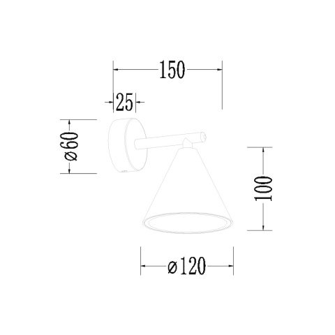 CONE 1xGU10 - rysunek techniczny z wymiarami