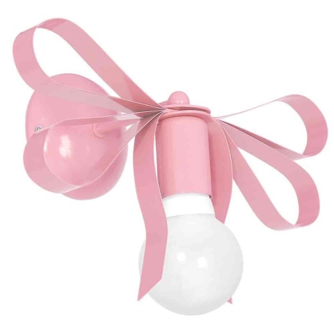 Kinkiet EMMA PINK 1xE27 w kolorze różowym z ozdobną kokardą