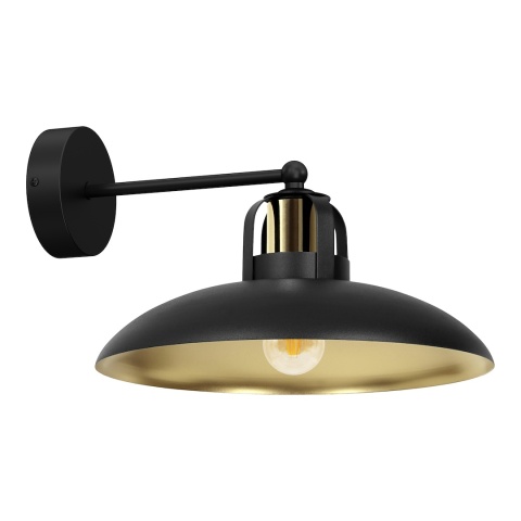 Czarno-złoty kinkiet FELIX BLACK/GOLD 1xE27 z szerokim kloszem