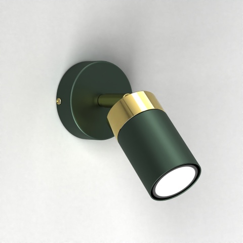 Kinkiet JOKER GREEN/GOLD na ścianie z głowicą skierowaną w dół