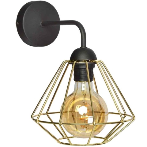 LUPO BLACK/GOLD - zbliżenie złotego klosza z widoczną żarówką