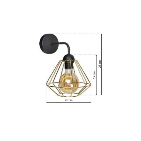 Wymiary kinkietu LUPO BLACK/GOLD 1xE27 na zdjęciu