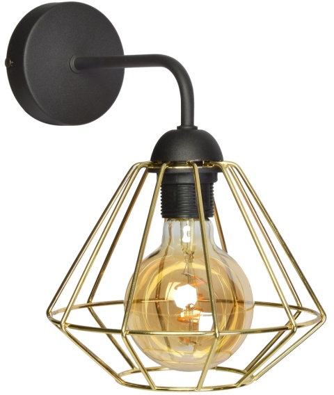 LUPO BLACK/GOLD - geometryczny klosz i czarne ramię