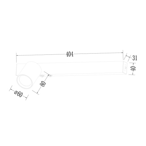 Rysunek wymiarowy lewego kinkietu MAGNET z GU10