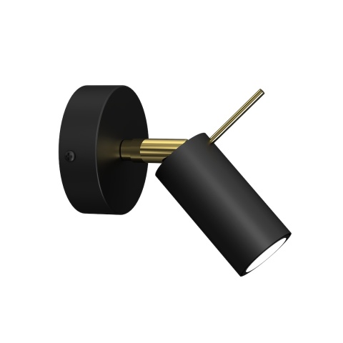 Kinkiet PRESTON GOLD/BLACK mini GU10 - widok całej lampy na białym tle