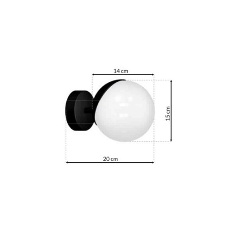 Kinkiet SFERA BLACK E14 - zdjęcie z wymiarami oprawy