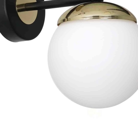 Kinkiet SPARTA BLACK/GOLD E14 - detal kulistego klosza