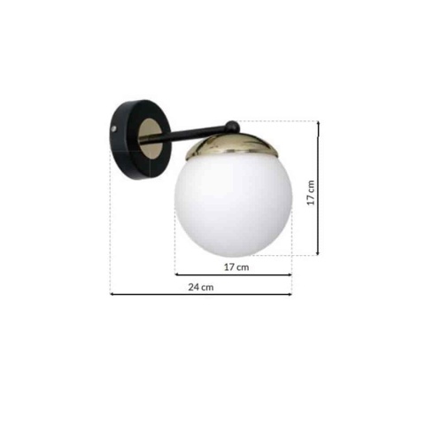 Kinkiet SPARTA BLACK/GOLD E14 - zdjęcie z wymiarami oprawy