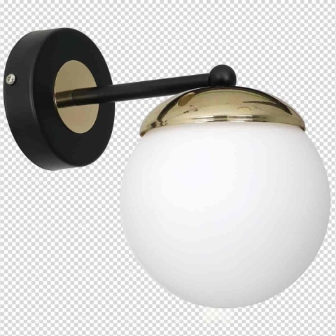Kinkiet SPARTA BLACK/GOLD E14 - widok lampy na przezroczystym tle