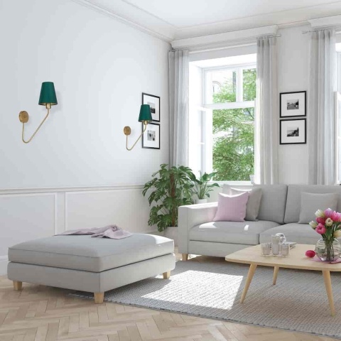 Kinkiet VICTORIA E27 - montaż nad sofą w jasnym salonie