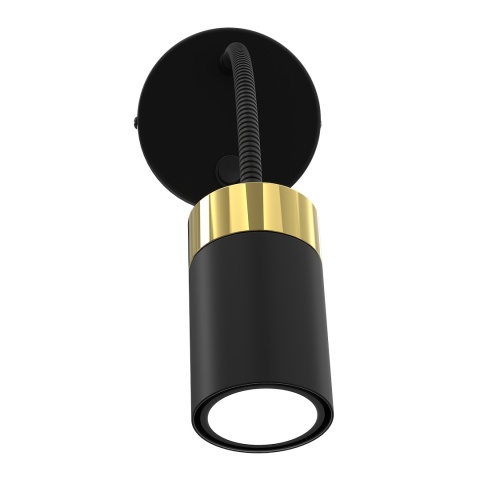 Kinkiet JOKER BLACK/GOLD - głowica ze złotym pierścieniem
